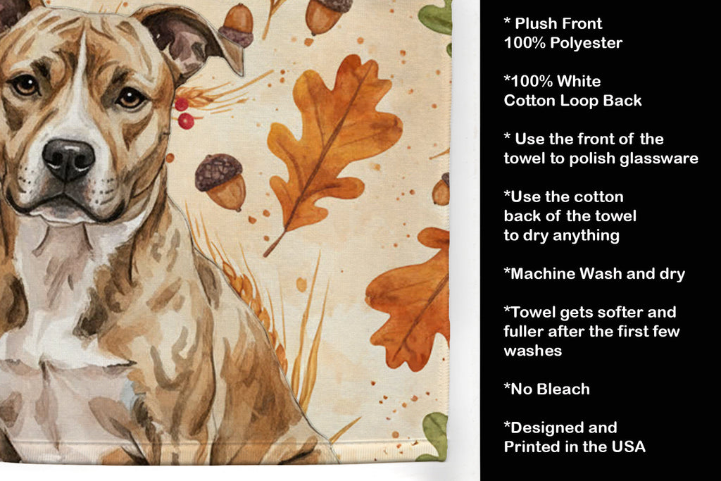 Brindle American Staffordshire Terrier Heirloom Fall Kitchen Towel Velour Plush Front and Cotton Loop Back Machine Washable