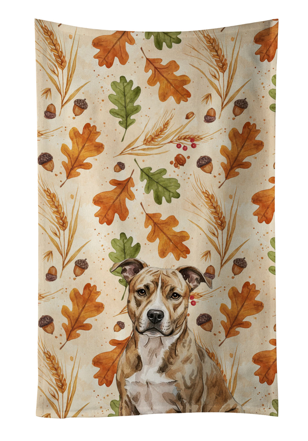 Brindle American Staffordshire Terrier Heirloom Fall Kitchen Towel Velour Plush Front and Cotton Loop Back Machine Washable