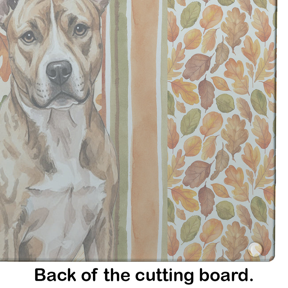 Brindle American Staffordshire Terrier Heirloom Fall Cutting Board Tempered Glass Kitchen Cutting Surface, Heat Resistant Chopping, Non-Slip Feet, Food Prep & Serving
