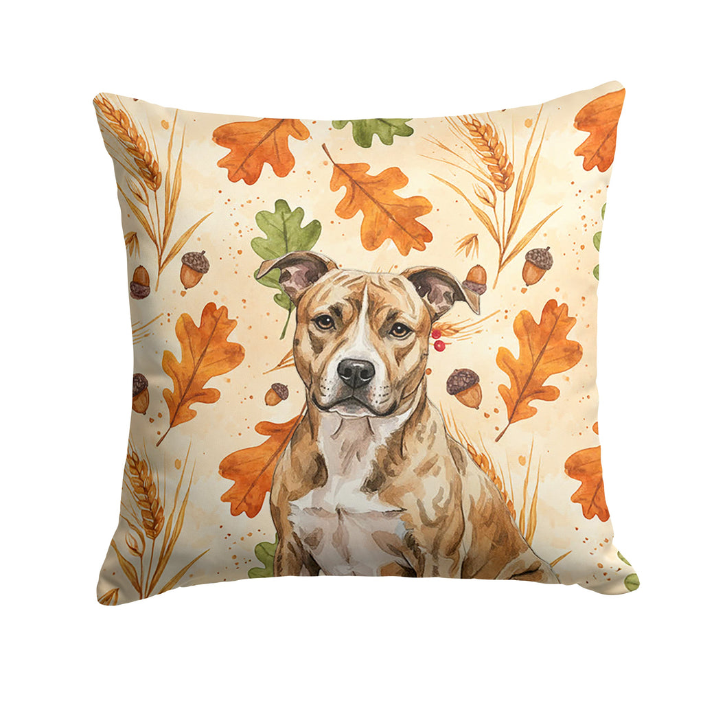 Brindle American Staffordshire Terrier Heirloom Fall Decorative Throw Pillow 14x14 Indoor Outdoor Accent Cushion, Fabric Cover with Insert for Sofa, Bed, Porch & Living Room