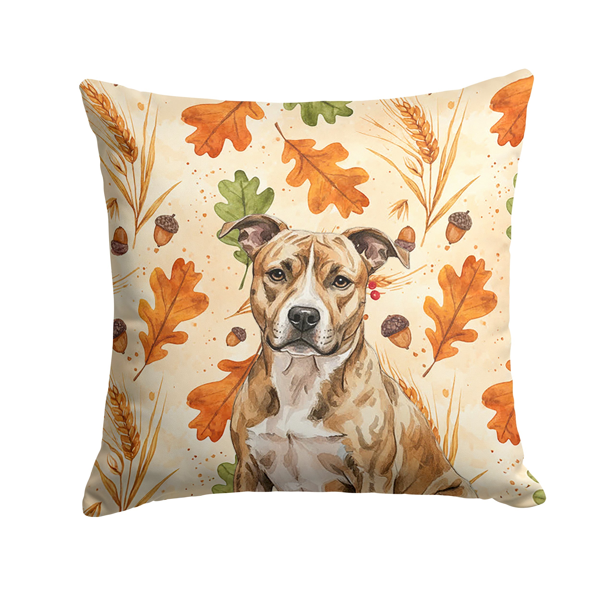 Brindle American Staffordshire Terrier Heirloom Fall Decorative Throw Pillow 18x18 Indoor Outdoor Accent Cushion, Fabric Cover with Insert for Sofa, Bed, Porch & Living Room