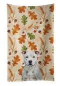 White American Staffordshire Terrier Heirloom Fall Kitchen Towel Velour Plush Front and Cotton Loop Back Machine Washable