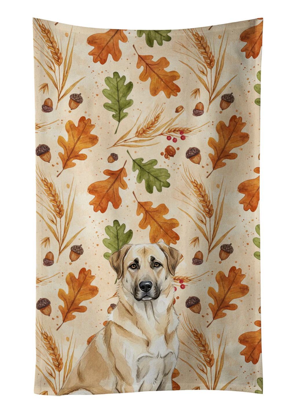 Anatolian Shepherd Dog Heirloom Fall Kitchen Towel Velour Plush Front and Cotton Loop Back Machine Washable
