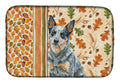 Blue Heeler Australian Cattle Dog Heirloom Fall Dish Drying Mat Absorbent Dish Drying Mat Pad for Kitchen Counter Dish Drainer Mat for Countertop, 14 x 21", Multicolor