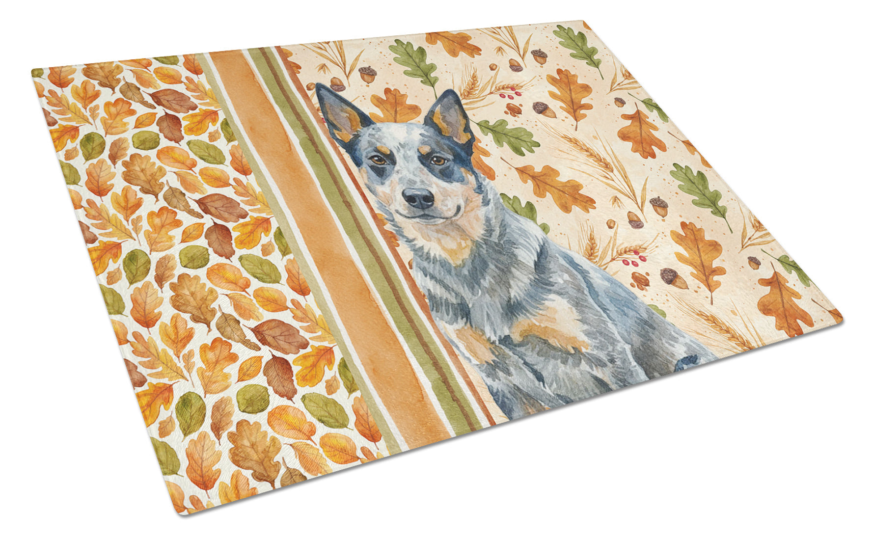 Blue Heeler Australian Cattle Dog Heirloom Fall Cutting Board Tempered Glass Kitchen Cutting Surface, Heat Resistant Chopping, Non-Slip Feet, Food Prep & Serving