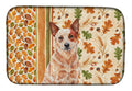 Red Heeler Australian Cattle Dog Heirloom Fall Dish Drying Mat Absorbent Dish Drying Mat Pad for Kitchen Counter Dish Drainer Mat for Countertop, 14 x 21", Multicolor