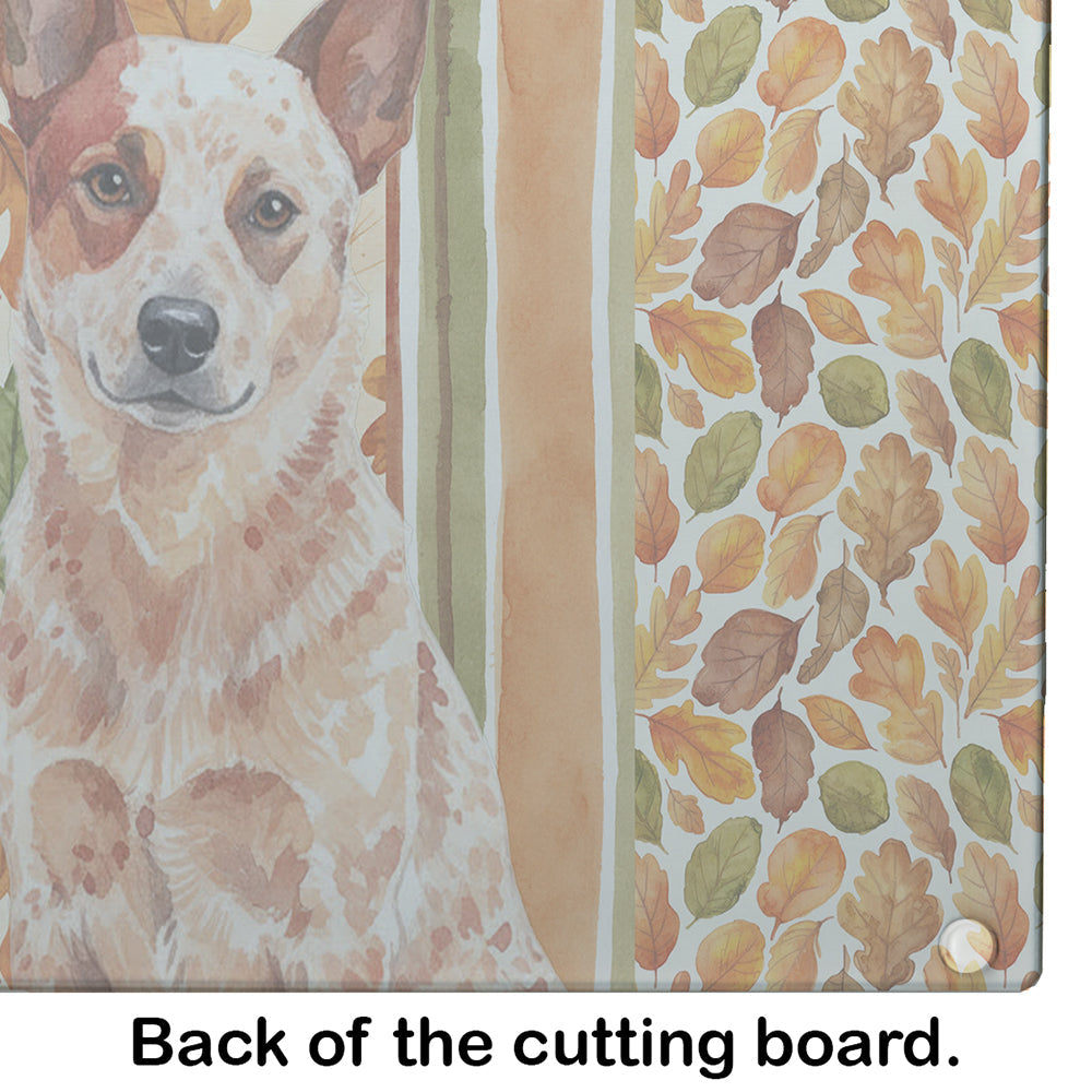 Red Heeler Australian Cattle Dog Heirloom Fall Cutting Board Tempered Glass Kitchen Cutting Surface, Heat Resistant Chopping, Non-Slip Feet, Food Prep & Serving