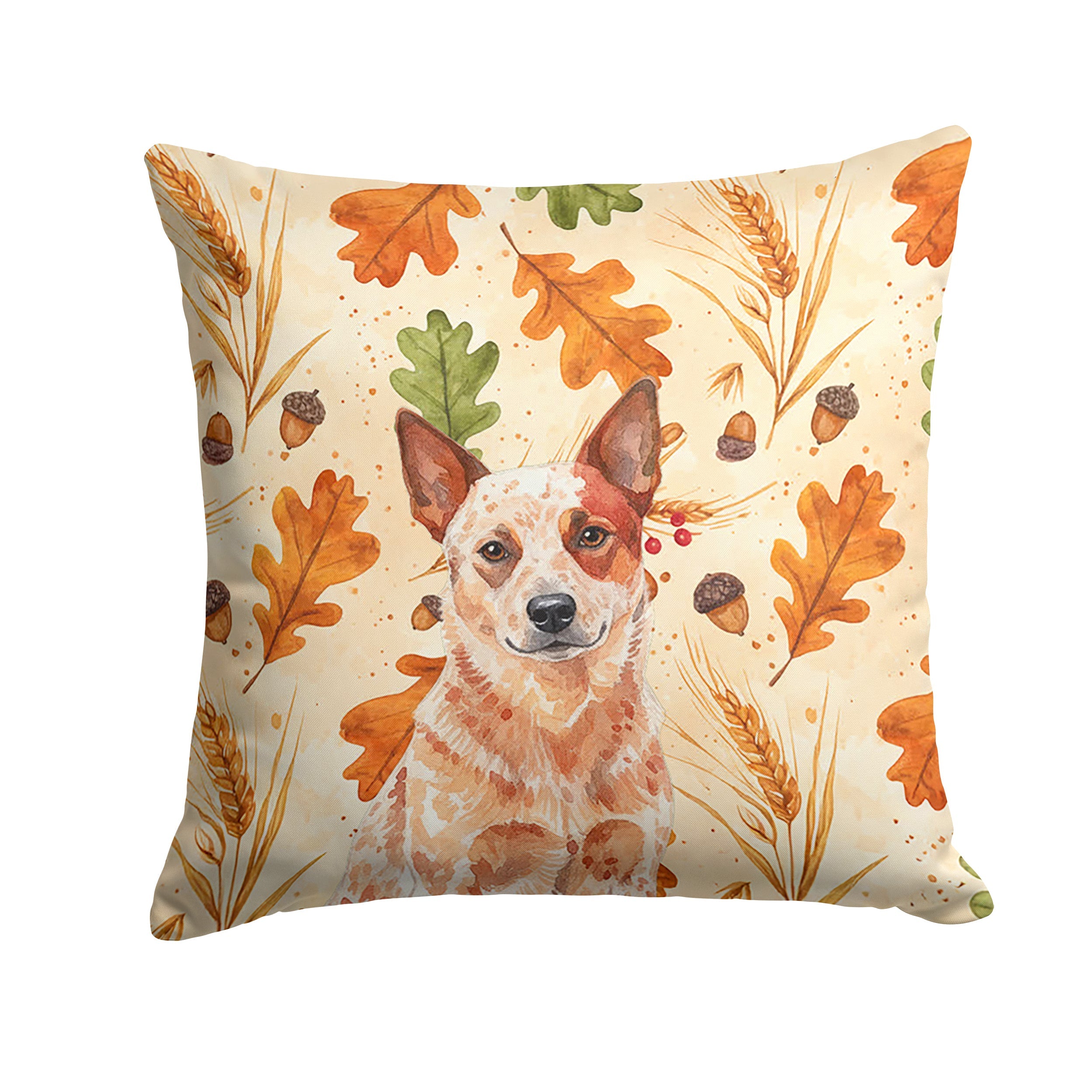 Red Heeler Australian Cattle Dog Heirloom Fall Decorative Throw Pillow 18x18 Indoor Outdoor Accent Cushion, Fabric Cover with Insert for Sofa, Bed, Porch & Living Room