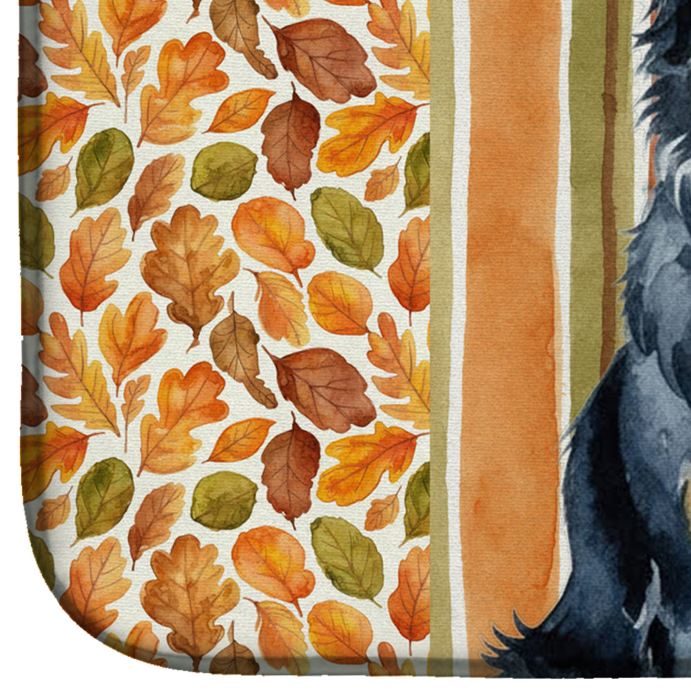 Black Australian Shepherd Heirloom Fall Dish Drying Mat Absorbent Dish Drying Mat Pad for Kitchen Counter Dish Drainer Mat for Countertop, 14 x 21", Multicolor
