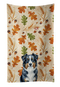 Black Australian Shepherd Heirloom Fall Kitchen Towel Velour Plush Front and Cotton Loop Back Machine Washable