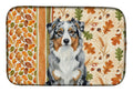 Blue Merle Australian Shepherd Heirloom Fall Dish Drying Mat Absorbent Dish Drying Mat Pad for Kitchen Counter Dish Drainer Mat for Countertop, 14 x 21", Multicolor