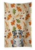 Blue Merle Australian Shepherd Heirloom Fall Kitchen Towel Velour Plush Front and Cotton Loop Back Machine Washable