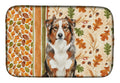 Red Merle Australian Shepherd Heirloom Fall Dish Drying Mat Absorbent Dish Drying Mat Pad for Kitchen Counter Dish Drainer Mat for Countertop, 14 x 21", Multicolor