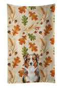 Red Merle Australian Shepherd Heirloom Fall Kitchen Towel Velour Plush Front and Cotton Loop Back Machine Washable