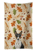 Black and White Basenji Heirloom Fall Kitchen Towel Velour Plush Front and Cotton Loop Back Machine Washable