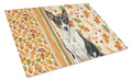 Black and White Basenji Heirloom Fall Cutting Board Tempered Glass Kitchen Cutting Surface, Heat Resistant Chopping, Non-Slip Feet, Food Prep & Serving