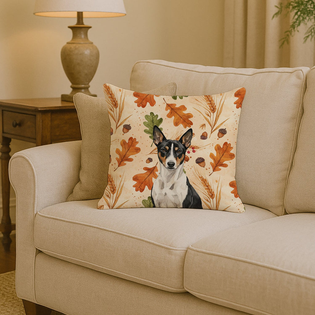 Black and White Basenji Heirloom Fall Decorative Throw Pillow 14x14 Indoor Outdoor Accent Cushion, Fabric Cover with Insert for Sofa, Bed, Porch & Living Room