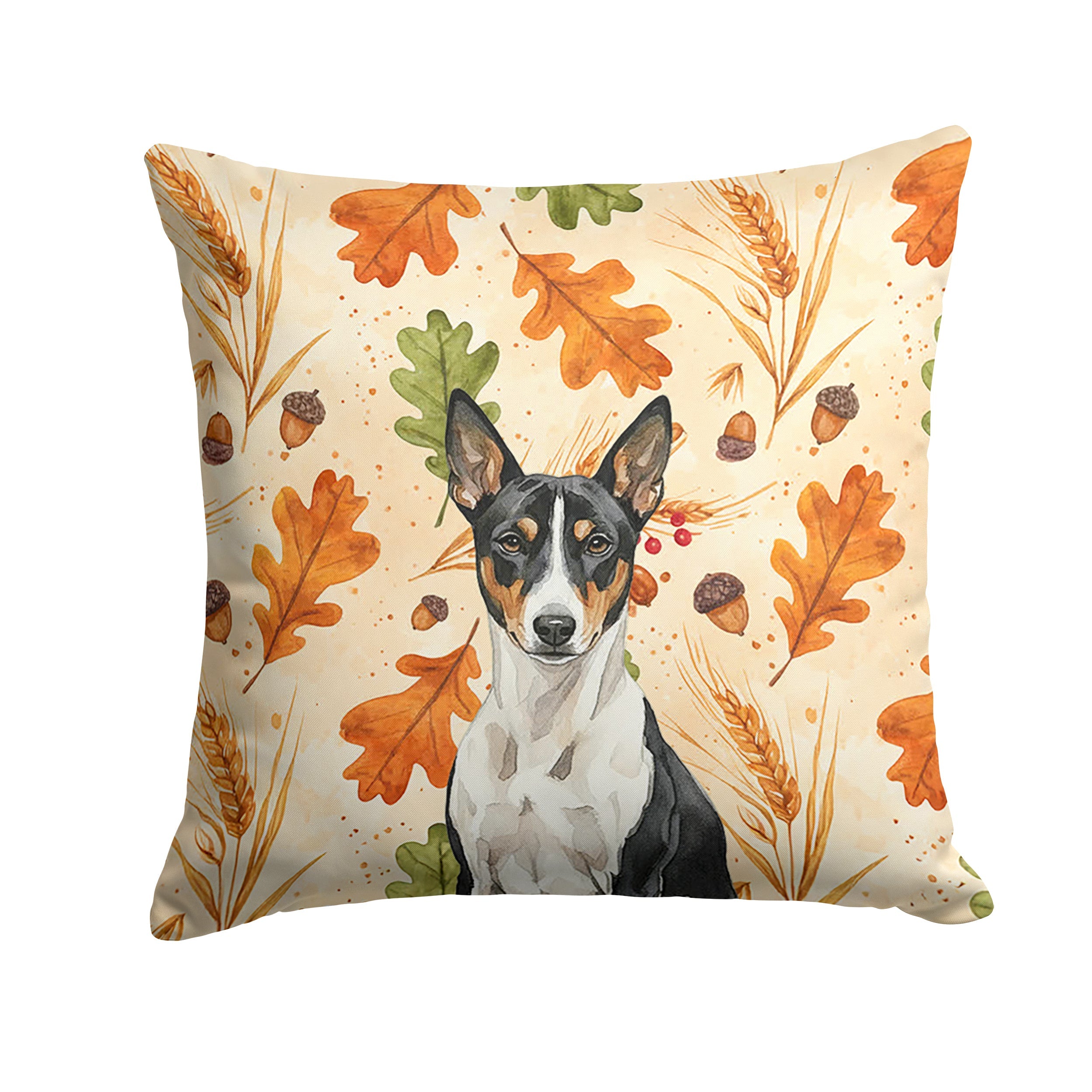Black and White Basenji Heirloom Fall Decorative Throw Pillow 18x18 Indoor Outdoor Accent Cushion, Fabric Cover with Insert for Sofa, Bed, Porch & Living Room