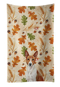 Red and White Basenji Heirloom Fall Kitchen Towel Velour Plush Front and Cotton Loop Back Machine Washable