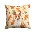 Red and White Basenji Heirloom Fall Decorative Throw Pillow 14x14 Indoor Outdoor Accent Cushion, Fabric Cover with Insert for Sofa, Bed, Porch & Living Room