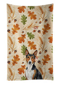 Tricolor and White Basenji Heirloom Fall Kitchen Towel Velour Plush Front and Cotton Loop Back Machine Washable
