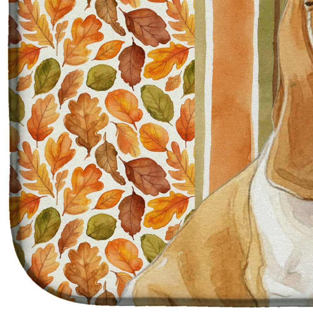 Lemon and White Basset Hound Heirloom Fall Dish Drying Mat Absorbent Dish Drying Mat Pad for Kitchen Counter Dish Drainer Mat for Countertop, 14 x 21", Multicolor