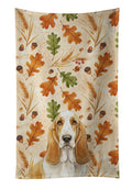 Lemon and White Basset Hound Heirloom Fall Kitchen Towel Velour Plush Front and Cotton Loop Back Machine Washable
