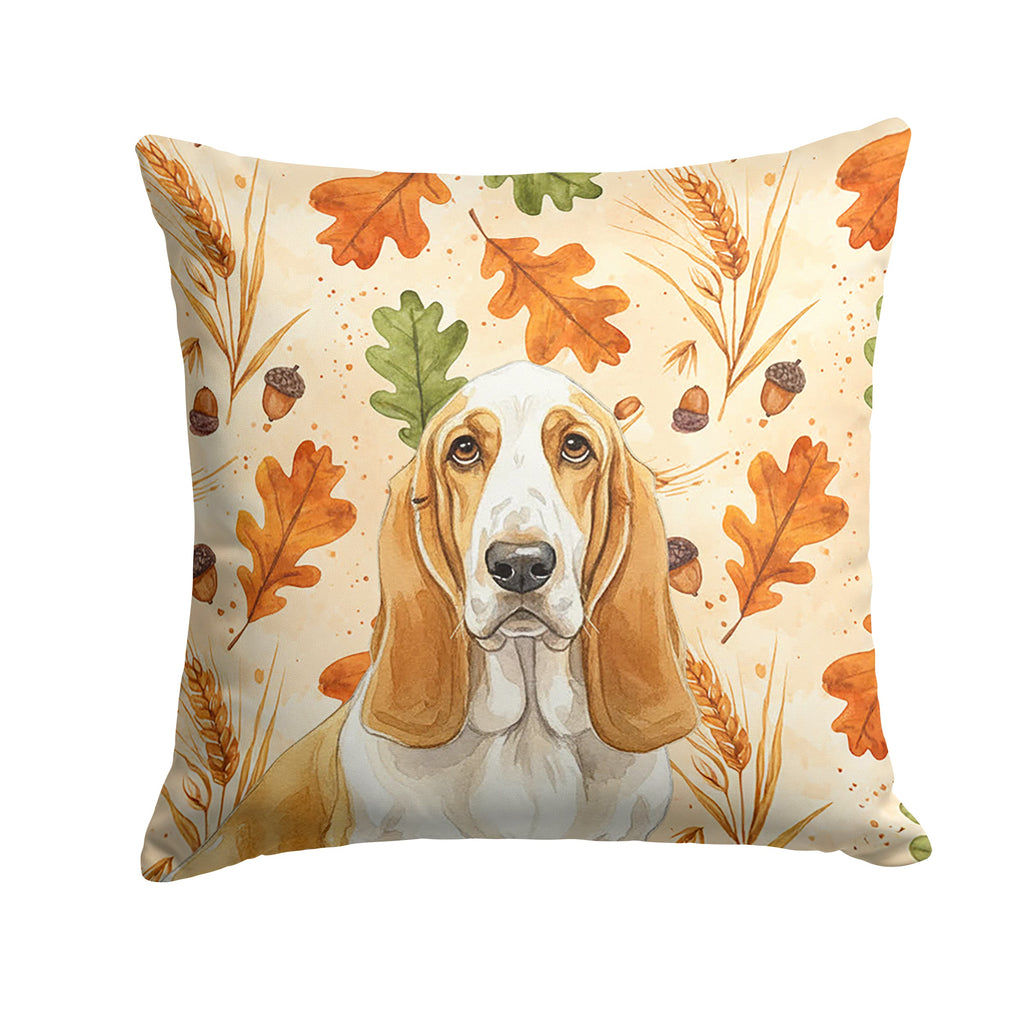 Lemon and White Basset Hound Heirloom Fall Decorative Throw Pillow 18x18 Indoor Outdoor Accent Cushion, Fabric Cover with Insert for Sofa, Bed, Porch & Living Room