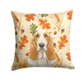 Lemon and White Basset Hound Heirloom Fall Decorative Throw Pillow 18x18 Indoor Outdoor Accent Cushion, Fabric Cover with Insert for Sofa, Bed, Porch & Living Room