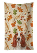 Red and White Basset Hound Heirloom Fall Kitchen Towel Velour Plush Front and Cotton Loop Back Machine Washable