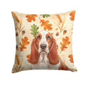Red and White Basset Hound Heirloom Fall Decorative Throw Pillow 14x14 Indoor Outdoor Accent Cushion, Fabric Cover with Insert for Sofa, Bed, Porch & Living Room