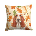 Red and White Basset Hound Heirloom Fall Decorative Throw Pillow 18x18 Indoor Outdoor Accent Cushion, Fabric Cover with Insert for Sofa, Bed, Porch & Living Room