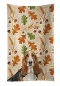 Tricolor and White Basset Hound Heirloom Fall Kitchen Towel Velour Plush Front and Cotton Loop Back Machine Washable