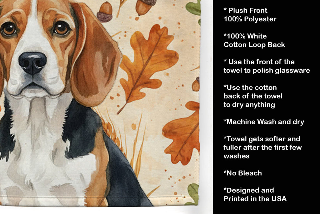 Beagle Heirloom Fall Kitchen Towel Velour Plush Front and Cotton Loop Back Machine Washable