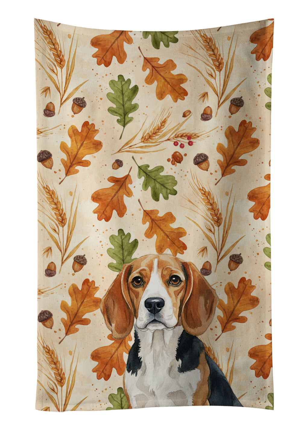 Beagle Heirloom Fall Kitchen Towel Velour Plush Front and Cotton Loop Back Machine Washable