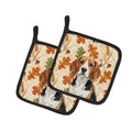 Beagle Heirloom Fall Pot Holder Set of 2 Heat Resistant Quilted Hot Pads 7.5 x 7.5 Inch, Insulated Kitchen Trivets for Cooking & Baking