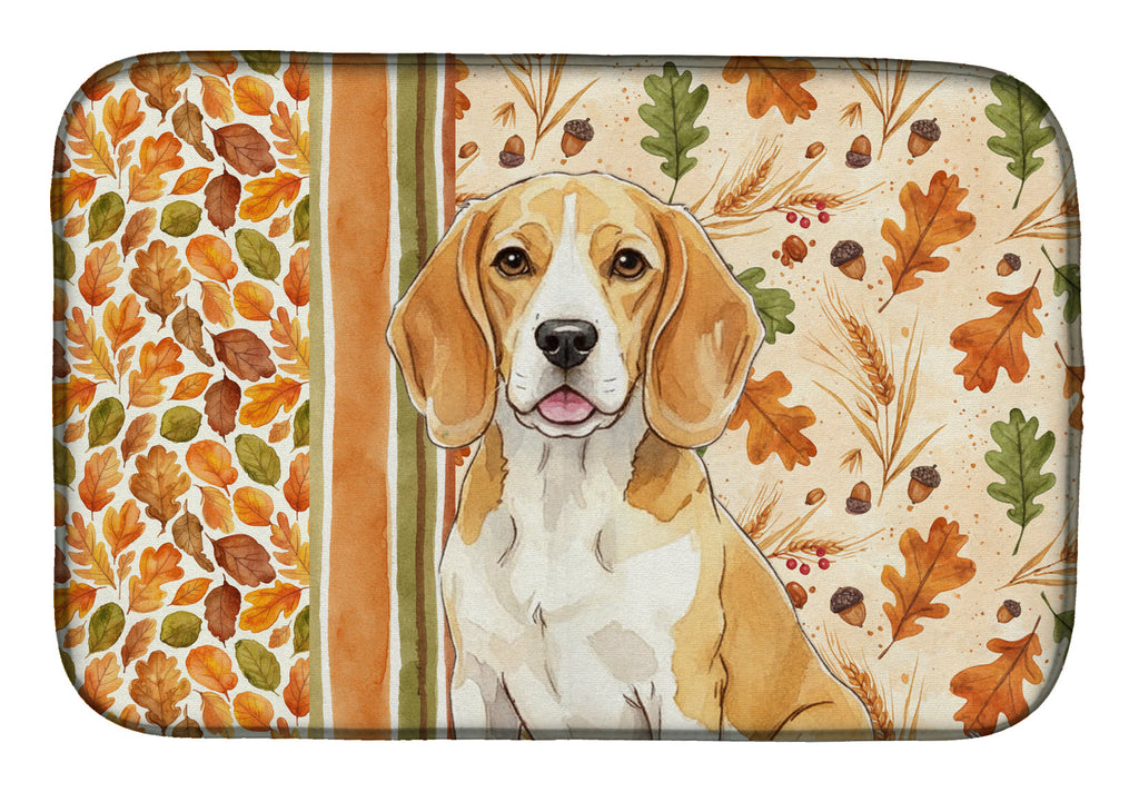 Lemon and White Beagle Heirloom Fall Dish Drying Mat Absorbent Dish Drying Mat Pad for Kitchen Counter Dish Drainer Mat for Countertop, 14 x 21", Multicolor