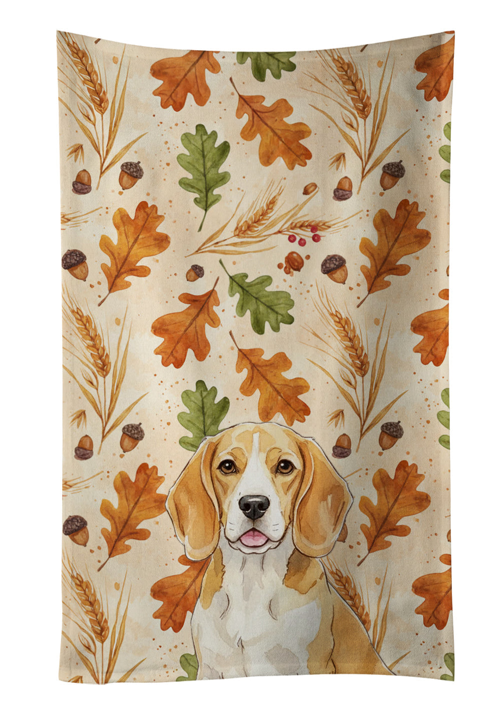 Lemon and White Beagle Heirloom Fall Kitchen Towel Velour Plush Front and Cotton Loop Back Machine Washable