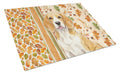 Lemon and White Beagle Heirloom Fall Cutting Board Tempered Glass Kitchen Cutting Surface, Heat Resistant Chopping, Non-Slip Feet, Food Prep & Serving