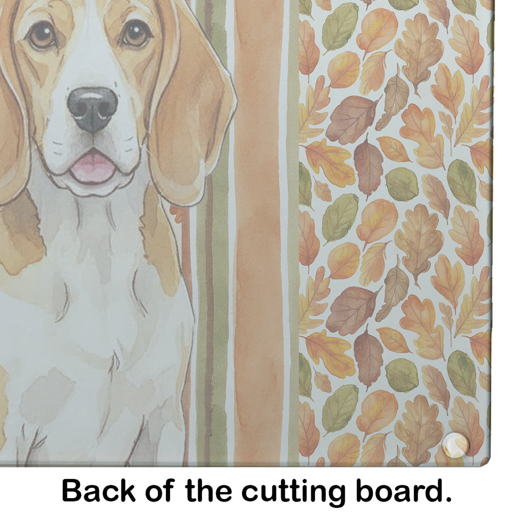 Lemon and White Beagle Heirloom Fall Cutting Board Tempered Glass Kitchen Cutting Surface, Heat Resistant Chopping, Non-Slip Feet, Food Prep & Serving