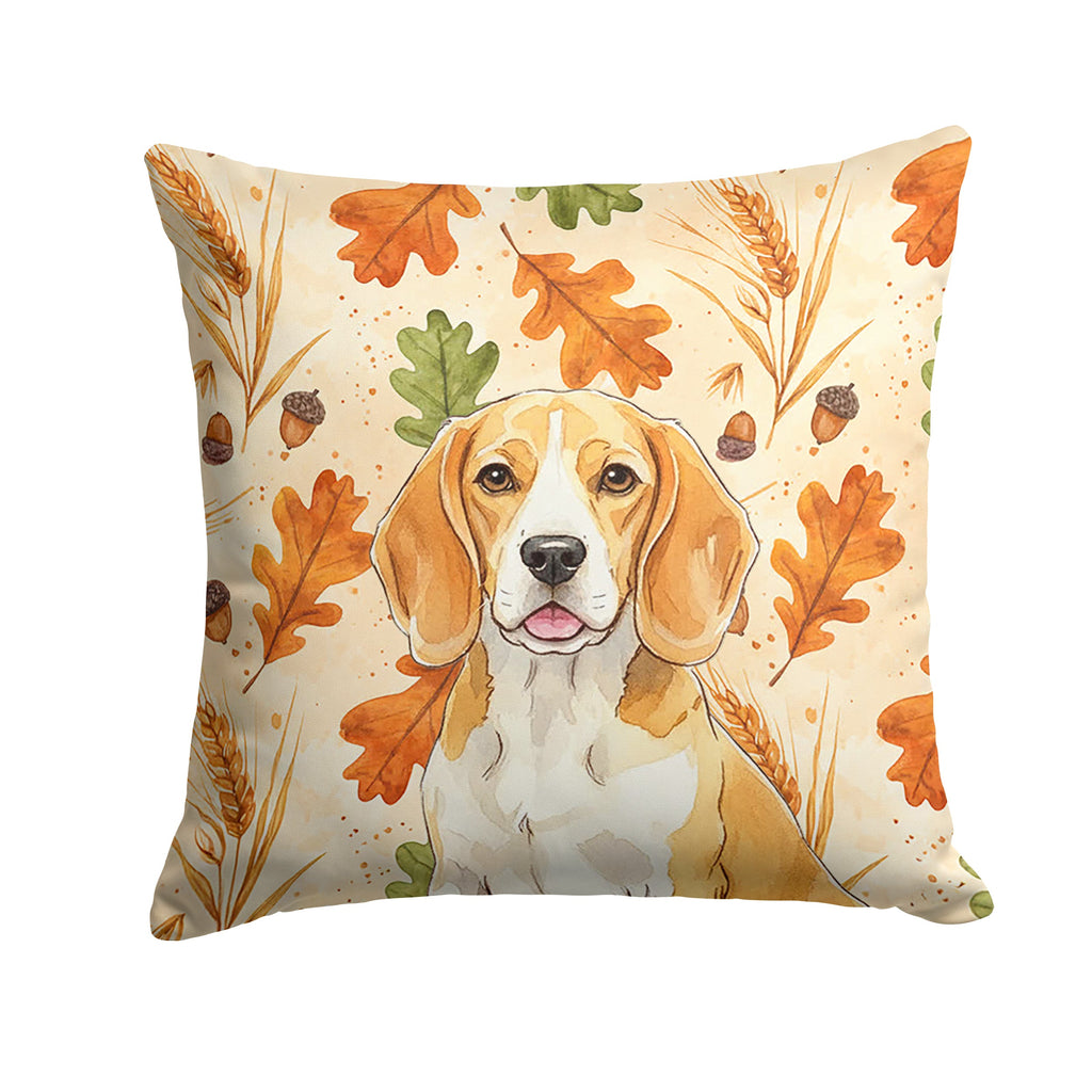 Lemon and White Beagle Heirloom Fall Decorative Throw Pillow 14x14 Indoor Outdoor Accent Cushion, Fabric Cover with Insert for Sofa, Bed, Porch & Living Room