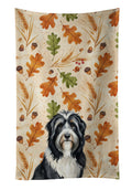Black Bearded Collie Heirloom Fall Kitchen Towel Velour Plush Front and Cotton Loop Back Machine Washable