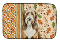 Brown Bearded Collie Heirloom Fall Dish Drying Mat Absorbent Dish Drying Mat Pad for Kitchen Counter Dish Drainer Mat for Countertop, 14 x 21", Multicolor