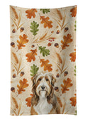 Brown Bearded Collie Heirloom Fall Kitchen Towel Velour Plush Front and Cotton Loop Back Machine Washable
