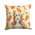 Brown Bearded Collie Heirloom Fall Decorative Throw Pillow 14x14 Indoor Outdoor Accent Cushion, Fabric Cover with Insert for Sofa, Bed, Porch & Living Room
