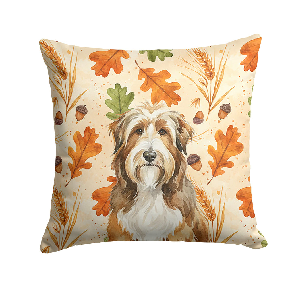 Brown Bearded Collie Heirloom Fall Decorative Throw Pillow 18x18 Indoor Outdoor Accent Cushion, Fabric Cover with Insert for Sofa, Bed, Porch & Living Room