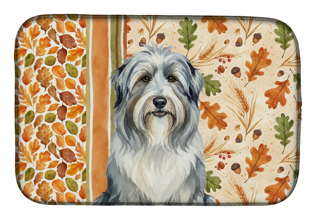 Bearded Collie Heirloom Fall Dish Drying Mat Absorbent Dish Drying Mat Pad for Kitchen Counter Dish Drainer Mat for Countertop, 14 x 21", Multicolor