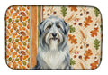 Bearded Collie Heirloom Fall Dish Drying Mat Absorbent Dish Drying Mat Pad for Kitchen Counter Dish Drainer Mat for Countertop, 14 x 21", Multicolor