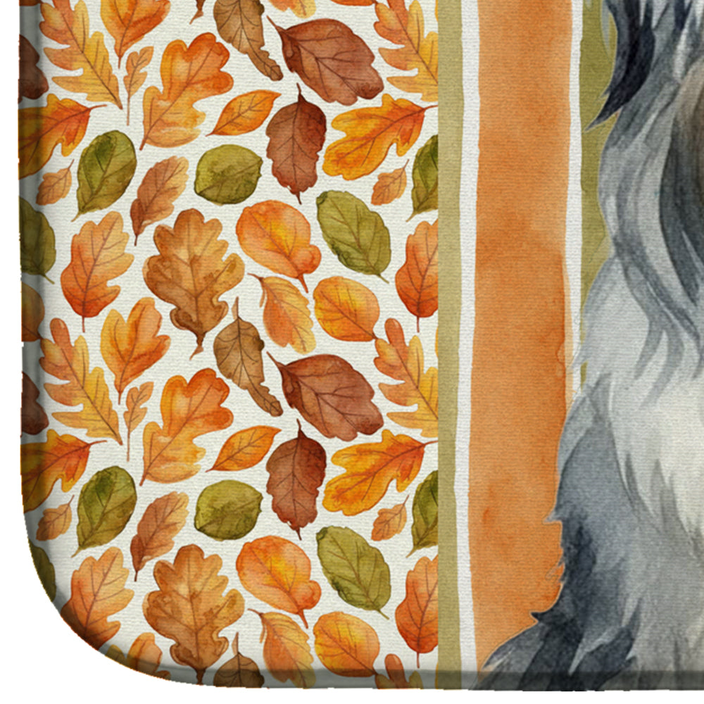 Bearded Collie Heirloom Fall Dish Drying Mat Absorbent Dish Drying Mat Pad for Kitchen Counter Dish Drainer Mat for Countertop, 14 x 21", Multicolor