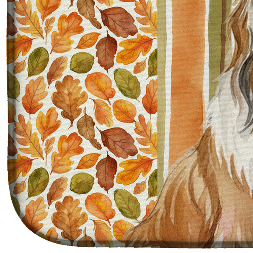 Fawn Bearded Collie Heirloom Fall Dish Drying Mat Absorbent Dish Drying Mat Pad for Kitchen Counter Dish Drainer Mat for Countertop, 14 x 21", Multicolor